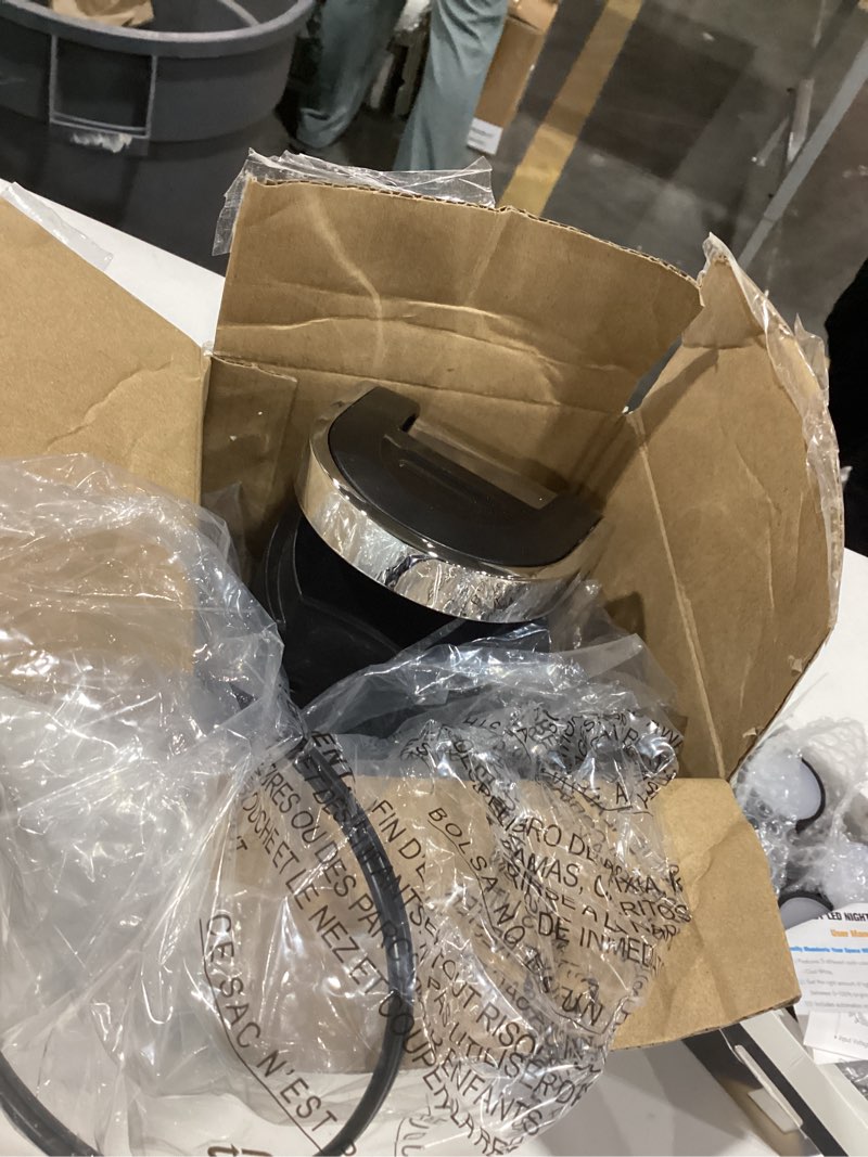 Condition photo showing As Is for Hamilton Beach Smooth Touch Electric Automatic Can Opener with Easy Push Down Lever, Eliminates Sharp Edges, Opens All Standard-Size and Pop-Top Cans, Extra Tall, Black and Chrome (76606AG) Black and Chrome Extra Tall Can Opener