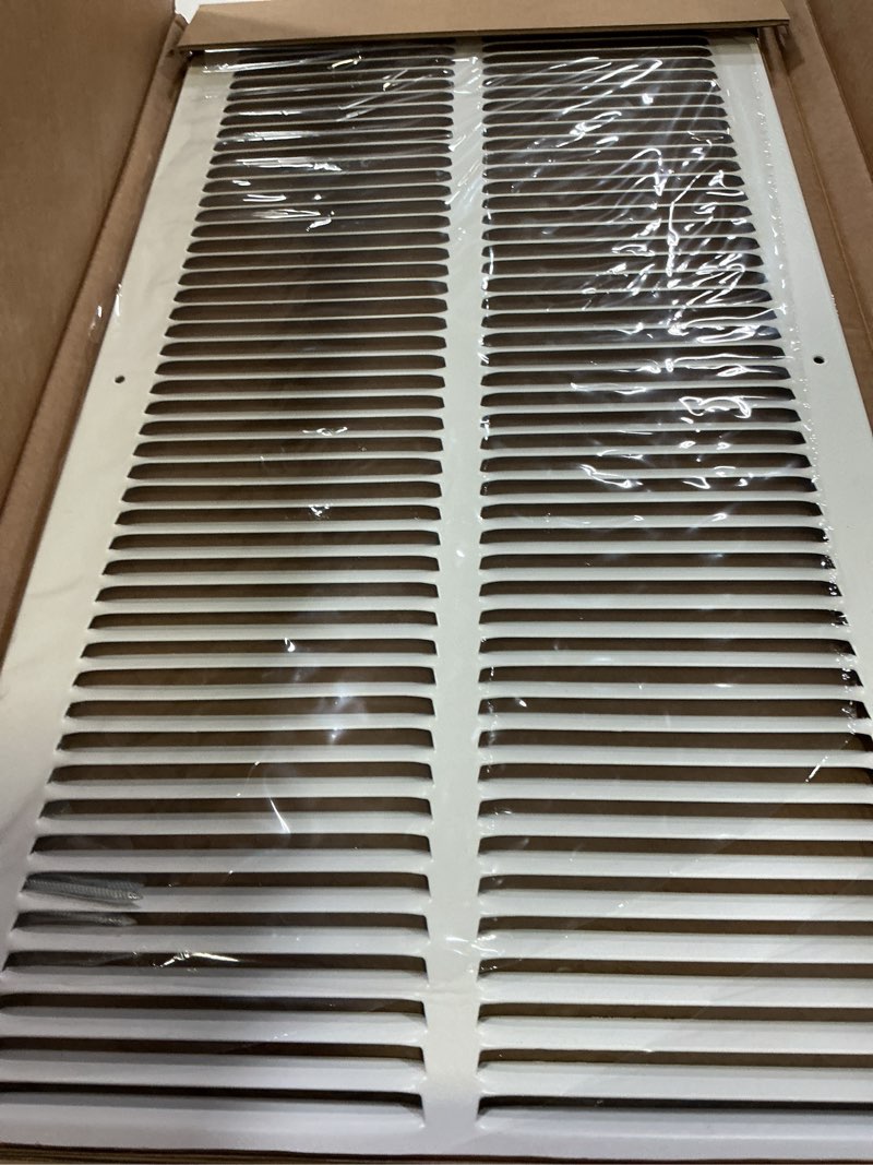 Condition photo showing New/Like New for fits 12x24 duct opening | steel return air grille by handua | vent cover grill for sidewall and ceiling | white | hvac cold air intake grille | outer dimensions: 13.75"w x 25.75" 1 12"w x 24"h [duct opening]