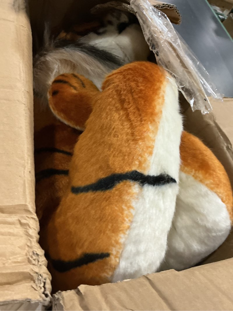 Condition photo showing As Is for melissa & doug giant tiger - lifelike stuffed animal (over 5 feet long)