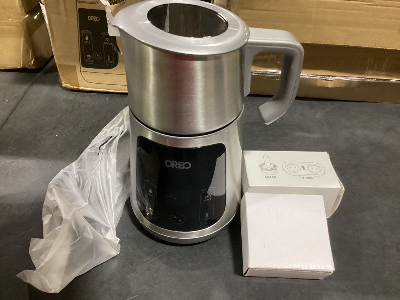 Condition photo showing Good Condition for Dreo Milk Frother [Upgraded], All-in-1 Electric Foam Maker for Coffee, 15oz/450ml Automatic Foam Frother for Latte Art-level Microfoam, 30+ Drinks, Easy to Clean, Dishwasher Safe, LED display Sliver Grey