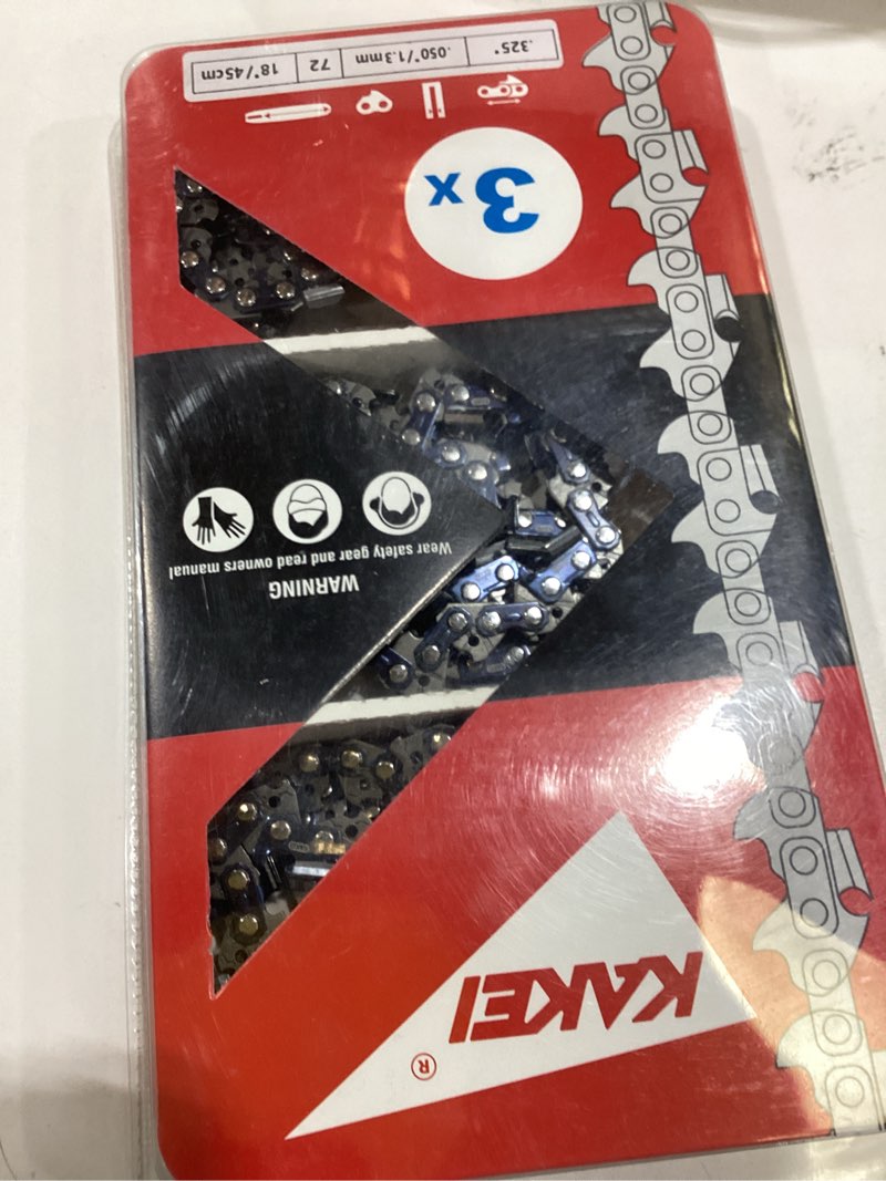 Condition photo showing Good Condition for KAKEI Husqvarna Chainsaw Chain 18 Inch .325" Pitch .050" Gauge 72 Drive Links Fits Husqvarna 440, Echo CS-400, Jonsered - 591094872, 20lpx072g, H72 (3 Chains) - Semi Chisel 18" .325" .050" 72DL- German Steel *3
