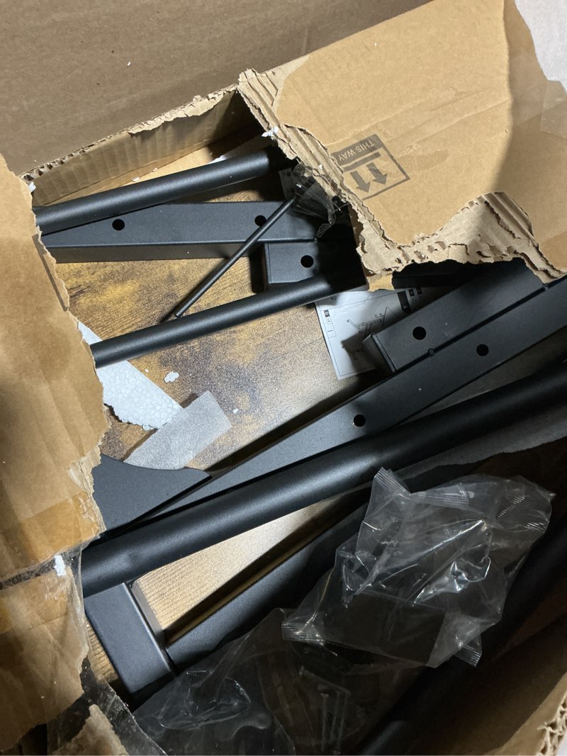 Condition photo showing As Is for Small Standing Desk Adjustable Height, Mobile Stand Up Desk with Wheels, 32 Inch Portable Rolling Desks for Walking Pad Treadmill Rusitc Rustic