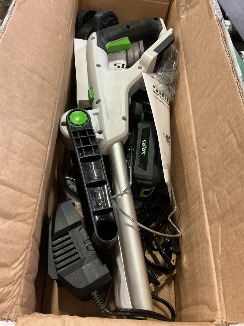 Condition photo showing Good Condition for soyus weed wacker 12 inch string trimmer cordless 20v electric weed wacker, 2 pcs 2.0ah battery powered weed trimmer/edger, lightweight grass trimmer with 8 pcs replacement spool trimmer lines 2 batteries