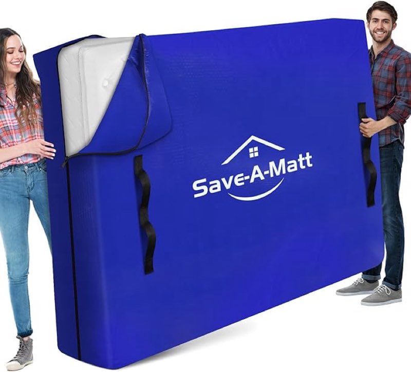 Mattress Bags for Moving - Extra Thick & Durable Queen Mattress Cover for Moving - Reusable Waterproof Tarp Mattress Protector with Durable Handles (82’’x79’’x15’’ King Size)