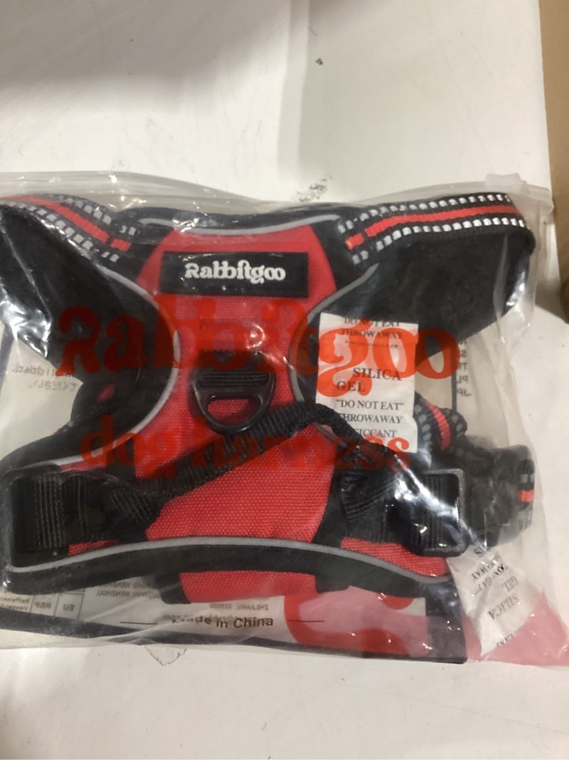 Condition photo showing New/Like New for rabbitgoo dog harness no pull with 2 leash clips, adjustable soft padded, reflective oxford no choke pet vest with easy control handle for small dogs, red, s small red