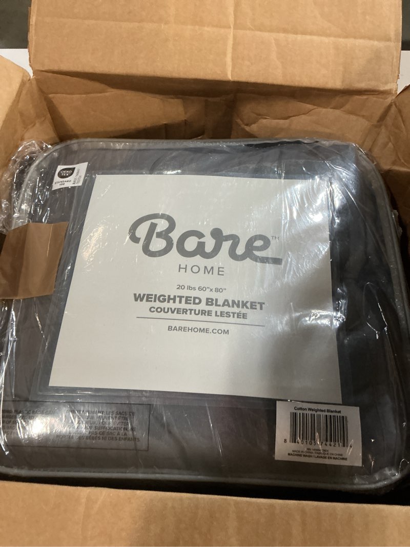 Condition photo showing New/Like New for Bare Home Weighted Blanket Queen Size 20lb (60" x 80") for Adults - All-Natural 100% Cotton - Premium Heavy Blanket Nontoxic Glass Beads (Grey, 60"x80")