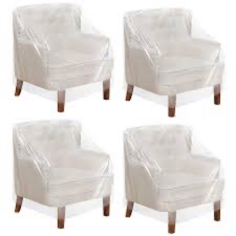 Tudomro 4 Pcs Outdoor Plastic Chair Cover Waterproof Armchair Clear Dust Proof Plastic Couch Cover f