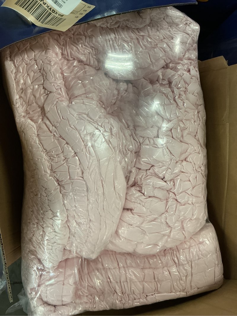 Condition photo showing New/Like New for maxyoyo 59" bean bag sofa couch, loveseat boneless couch in a box, upholstered small mini sofa with deep seating for living room bedroom office apartment, no assembly, pink loveseat pink