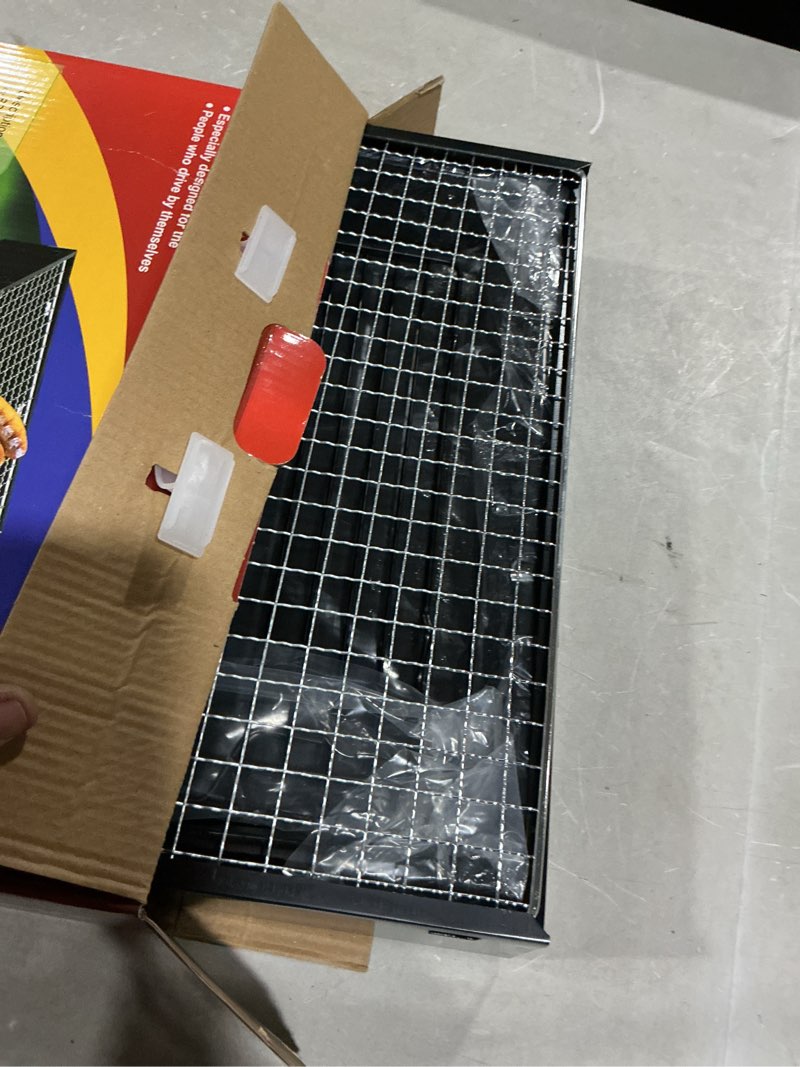 Condition photo showing Good Condition for Folding Portable Barbecue Charcoal Grill, Convenient for storage, Barbecue Desk Tabletop Outdoor Stainless Steel Smoker BBQ for Outdoor Cooking Camping Picnics Beach (13.77 "X10.62" X7.87")