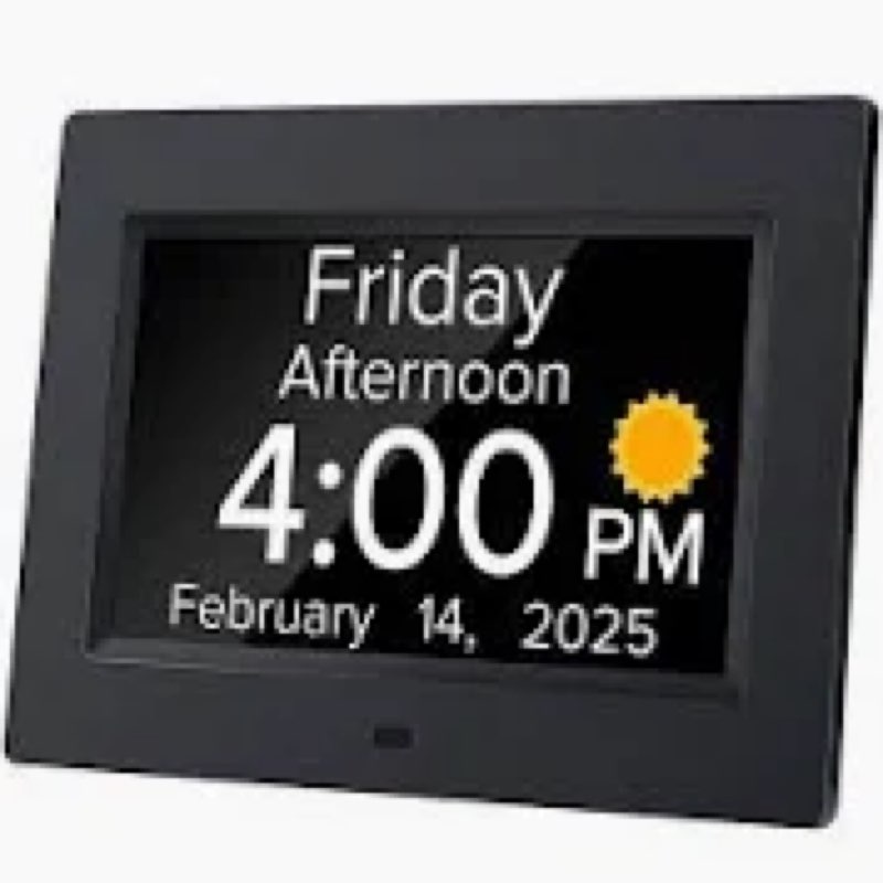 SSINI Digital Calendar Dementia Alarm Clock with Day and Date for Elderly - 15 Alarms 5 Colors Displ