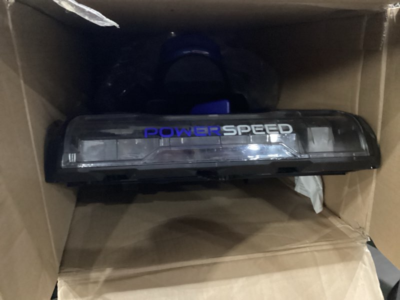 Condition photo showing As Is for USED NOT TESTED MISSING CANISTER Eureka Lightweight Powerful Upright Vacuum Cleaner for Carpet and Hard Floor, PowerSpeed, New Model,Blue,black/New Model