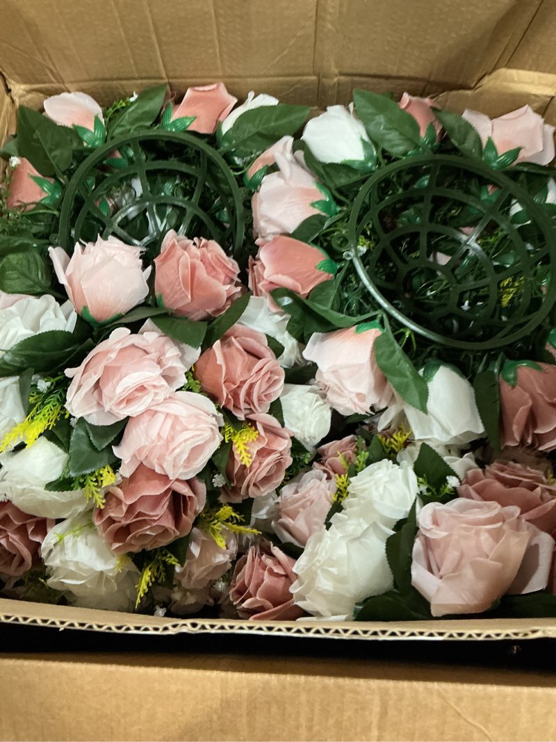 Condition photo showing New/Like New for nuptio large flower balls for centerpieces - 10 pcs 13.8in diameter dusty rose & white artificial flower ball arrangement bouquet wedding centerpieces for tables - fake rose flowers for weddings decor 10 dusty rose & white