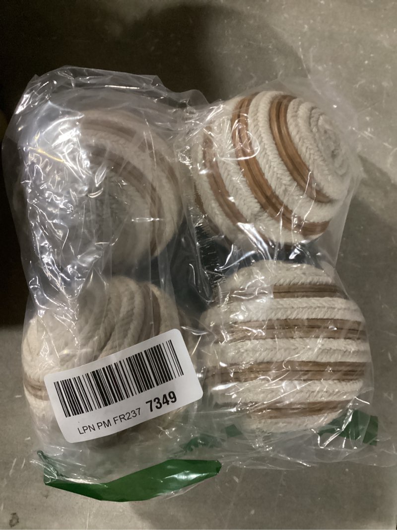 Condition photo showing Good Condition for Deco 79 Jute Rope Handmade Decorative Orbs & Vase Filler Decorative Ball Decorative Balls, Set of 4 Vase Filler 4" D, White White 4"D