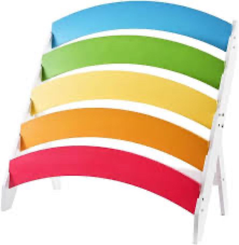 delta children rainbow bookcase – greenguard gold certified kids bookshelf and toy storage