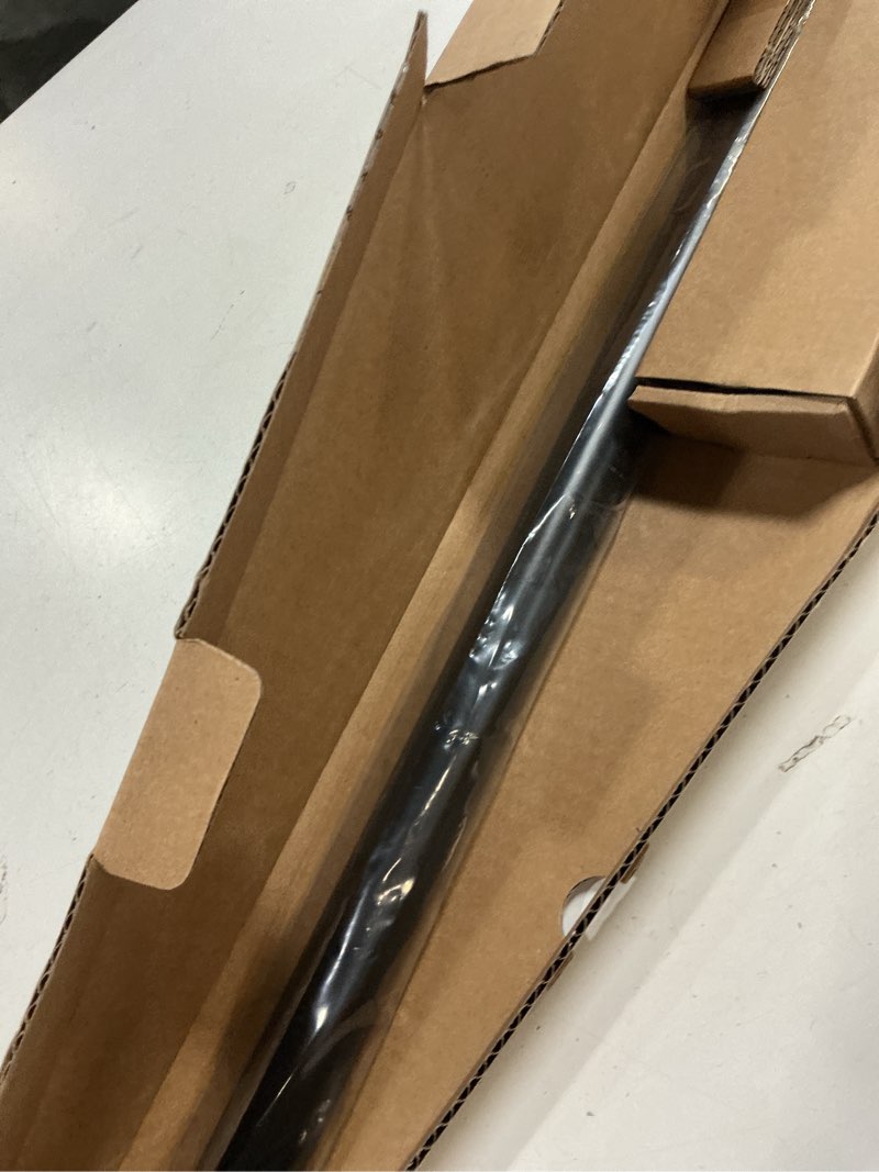 Condition photo showing New/Like New for ivilon black curtain rods - straight knurling finial design, 1 inch diameter, modern window treatment, 28 to 48 inches. 28 to 48 inches black