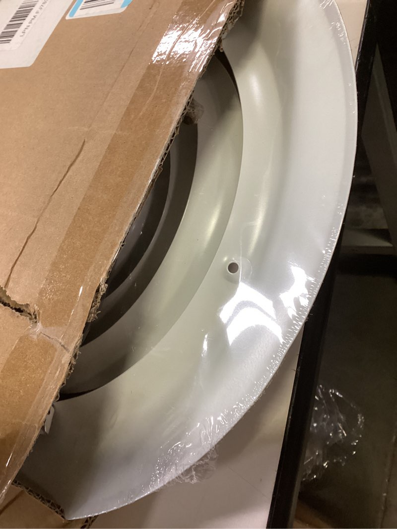 Condition photo showing New/Like New for Fits 10 Inch Neck Air Duct | Steel Round Air Supply Diffuser for Ceiling by Handua | 10" Neck Steel Butterfly Damper&Handle Included | Round Diffuser Vent Cover | White | Outer Dimension: 13-15/16" 1 10" Neck