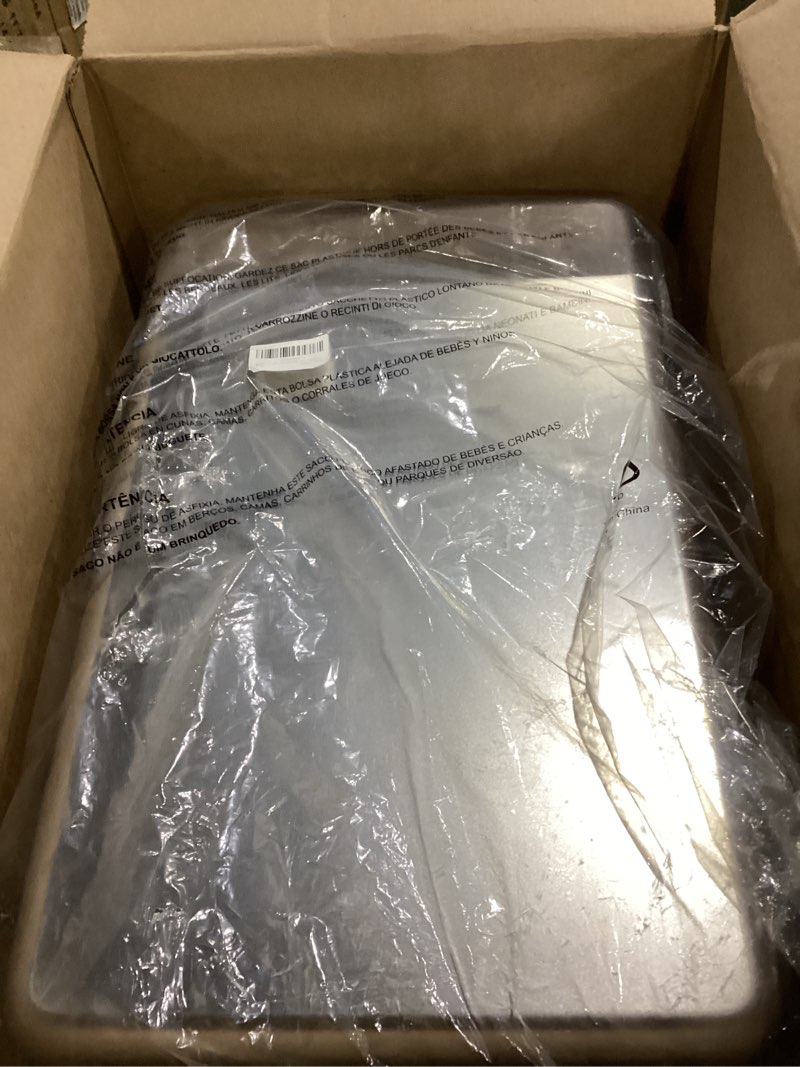 Condition photo showing New/Like New for stainless steel cat litter box with lid, covered litter box for large cats, 16" high sides enclosed cat litter boxes, extra large litter box with grey lid, xl metal litter pan, easy to clean 16" high grey