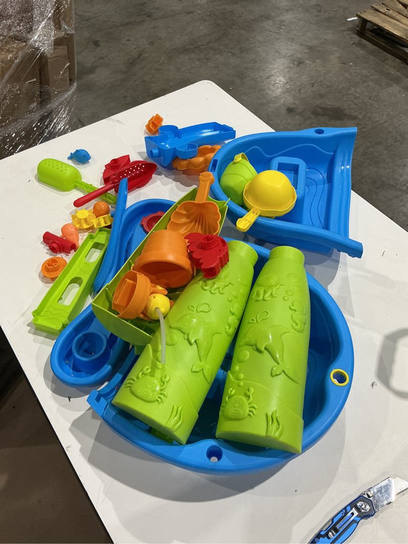 Condition photo showing As Is for incomplete  jukudahu water table for kids 3 4 5 6 7 8 year old - water table with pond, sensory activity playset, sand toys, summer outdoor toys for toddlers 3-5, birthday gifts for boys girls 3-8