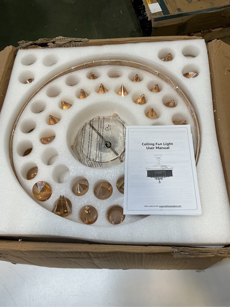 Condition photo showing As Is for Semi-Flush Mount Ceiling Fan Light  Y23FSD0026-6801  Gold