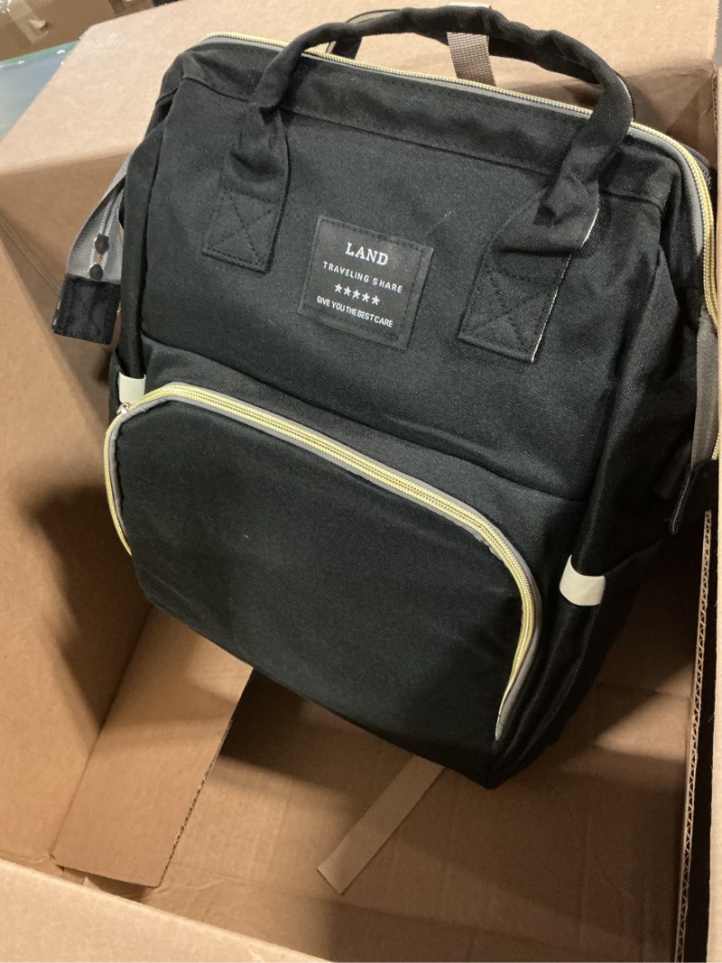 Condition photo showing As Is for black boy diaper bag backpack: baby toddler bags with changing station for women men girls mom dad large travel backpack pañaleras modernas para bebe niña niño newborn essentials baby new born gift black daypack backpacks