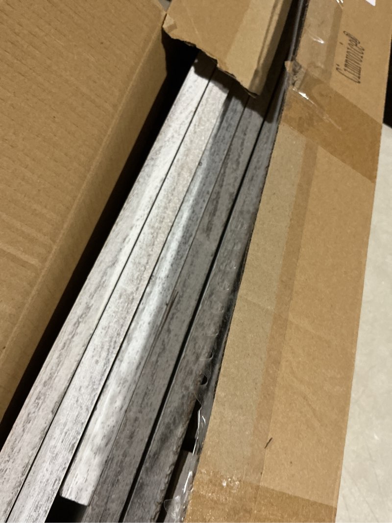 Condition photo showing As Is for Oversize Coffee Mug Display Shelf for Wall Wood Coffee Mug Rack Wall Mounted Shelf Cubes Cup Hooks Hanger with Bar Sign Decor for Kitchen Station Bar Accessories(Old White)