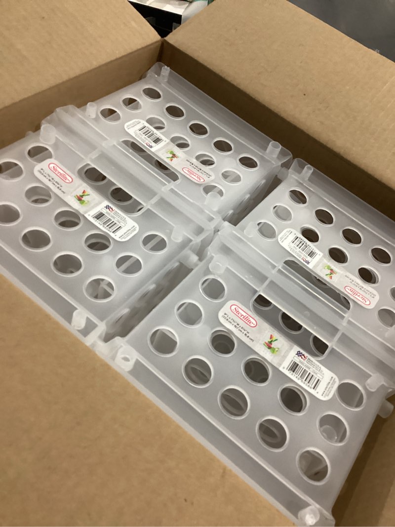 Condition photo showing As Is for Sterilite Mini Crate, Stackable Plastic Storage Bin with Handles, Organize Home, Garage, Office, School, Dorm Room, Clear, 12-Pack 12 Pack Clear