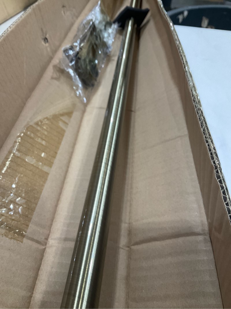 Condition photo showing Good Condition for curtain rods for windows 48 to 86 inches - aluminium finials and brackets - 1 inch decorative window rods - adjustable heavy duty curtain rod - wall & ceiling mounted - antique bronze finish anqiue bronze 48-86"