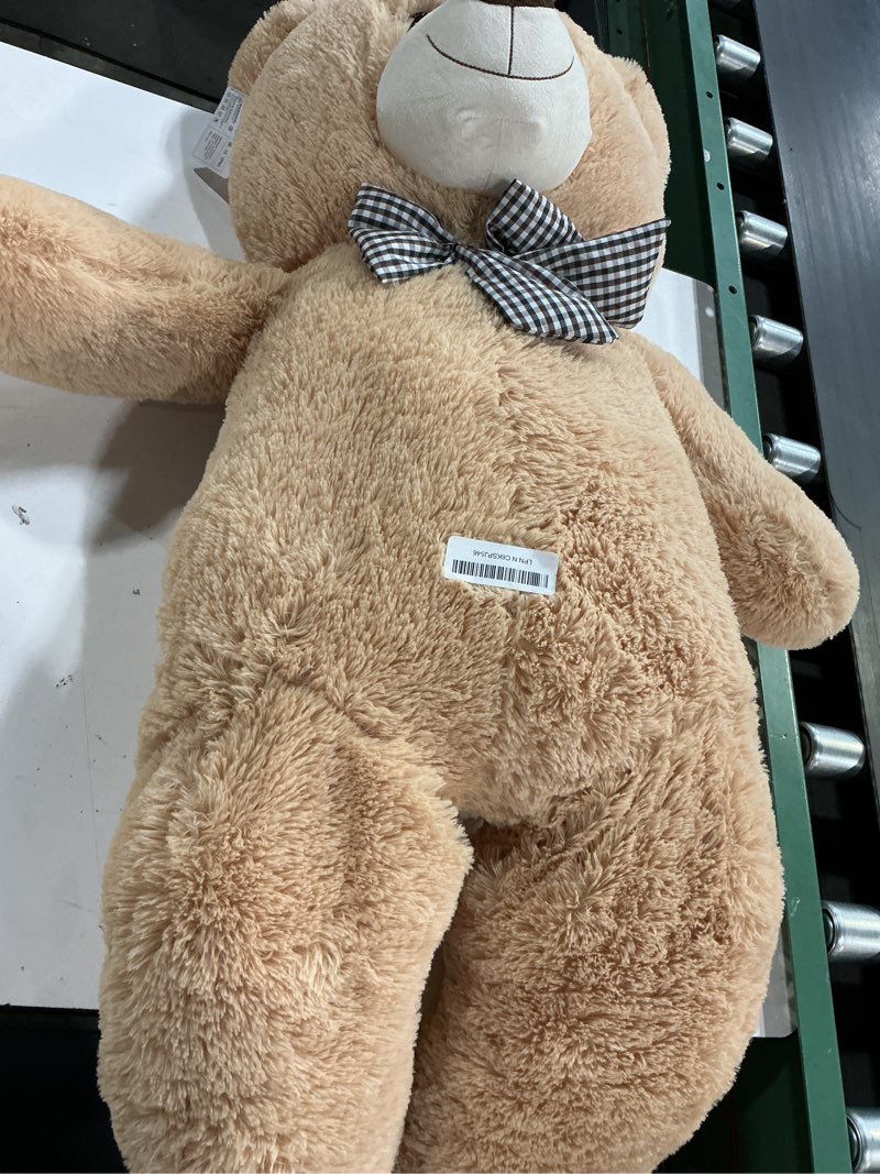 Condition photo showing Good Condition for maogolan giant teddy bear 4 feet,adorable and cuddly big bear stuffed animal 47", classic teddy bear plush gift decoration for baby shower,party,birthday,valentines day,tan brown 47 inches