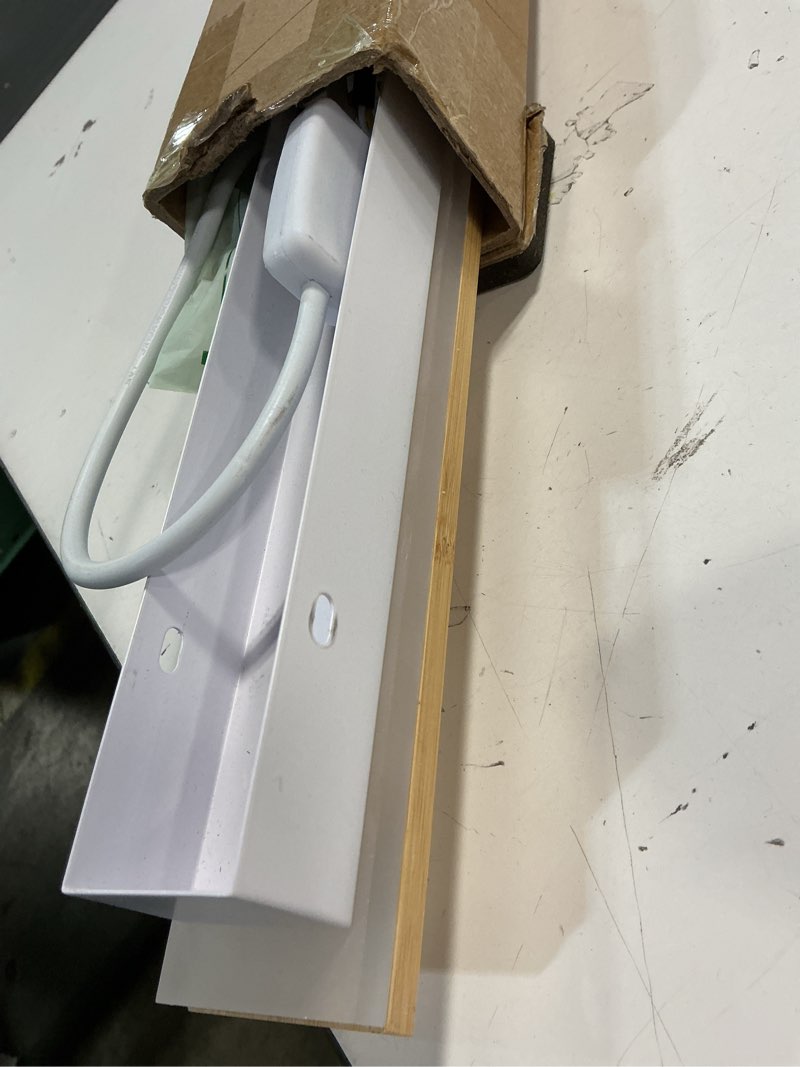 Condition photo showing Good Condition for 1 pack modern plug in long wall sconce 31.4‘’ led bamboo wall lights 24w long strip indoor wall lamp 3000k with 6.5ft plug in cord and on/off switch on the cord for living room hallway stairwell wood 31.4''