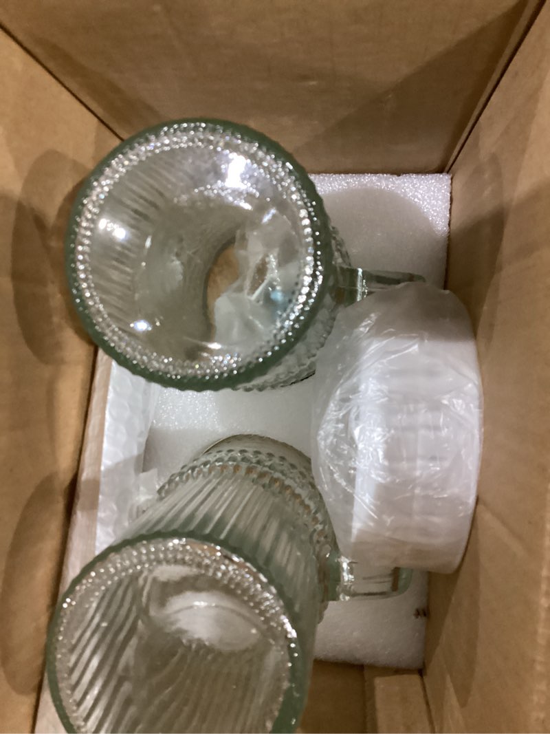 Condition photo showing New/Like New for Glass Cups with Bamboo Lids and Straws, 24oz Glass Tumbler with Handle, Stainless Steel Straws & Cleaning Brushes – Boho Pattern Iced Coffee Cup for Smoothies, Tea, and Gifts, Set of 2 24oz-Boho Pattern 2 Cups Style