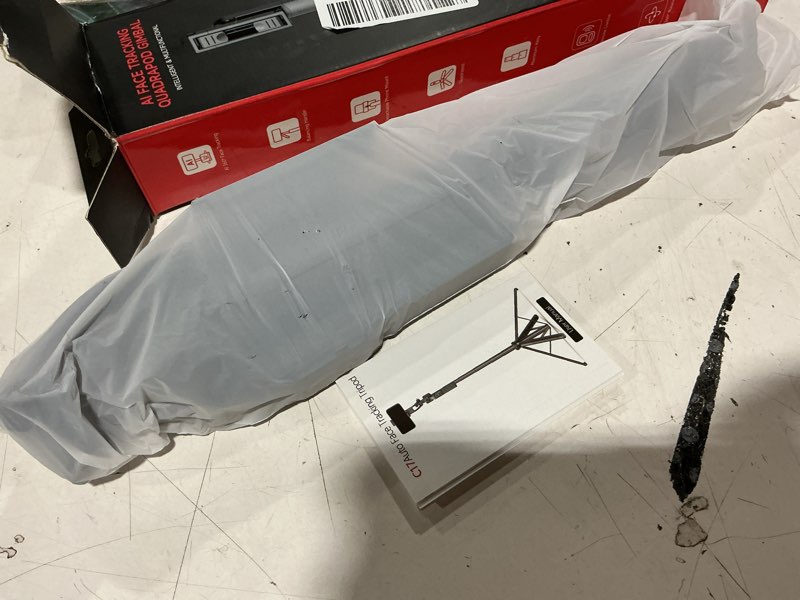 Condition photo showing Good Condition for auto face tracking tripod for iphone with light 63” selfie stick tripod stand follows your movement 360° phone camera tripod with wireless remote for content creator vlog live stream video recording c17-auto face tracking tripod with 2 square light