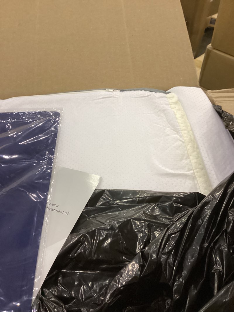 Condition photo showing item condition for Lunix 4pcs Orthopedic Bed Wedge Pillow Set, Post Surgery Memory Foam for Back, Knee, Leg Pain Relief, Sitting Pillow for Sleeping, Acid Reflux, GERD, with Hot Cold Pack, Navy White Navy