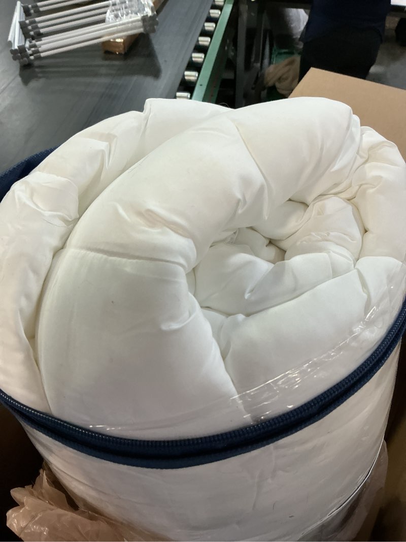 Condition photo showing As Is for serta down illusion extra warmth hypoallergenic down alternative comforter with corner loops, twin/twin xl, white twin/twin xl extra warmth