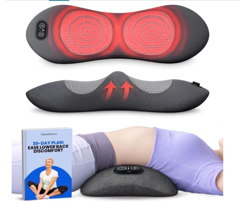SmoothSpine Triple Fusion Back Massager - The Official Smooth Spine Massager with Heat - Design to Support Lower Back Comfort, Relaxation Device for Home Use (Triple Fusion Back Massager)