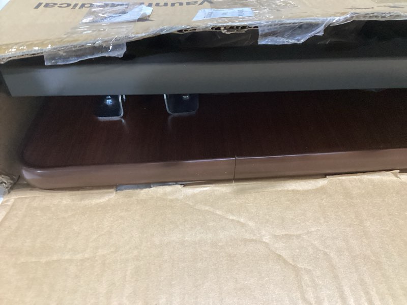 Condition photo showing Good Condition for Vaunn Medical Adjustable Overbed Bedside Table With Wheels (Hospital and Home Use) Walnut Brown