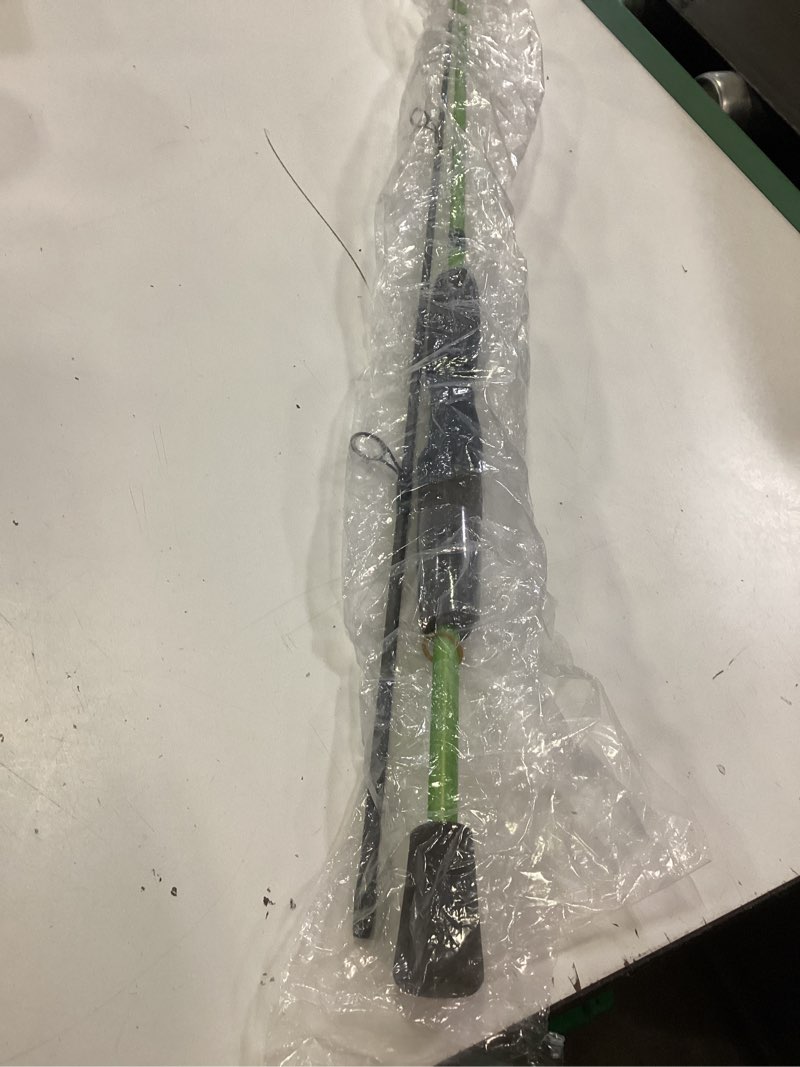 Condition photo showing Good Condition for lew's crappie thunder spinning fishing rod, light power, fast action, premium 2-piece graphite blank, eva split grip handle, crappie thunder green