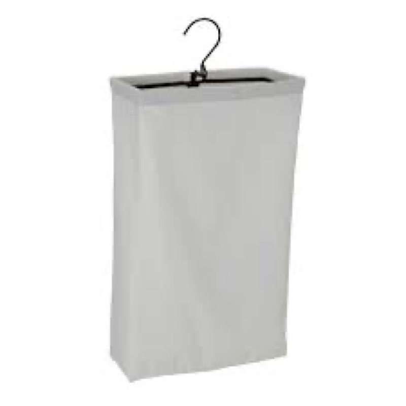 Household Essentials 148 Hanging Cotton Canvas Laundry Hamper Bag | White, 6" x 16" x 27" (Length x 