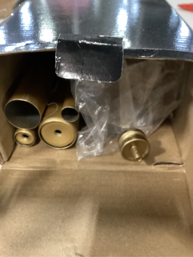 Condition photo showing As Is for Double Curtain Rod Set:1-1/8 Inch Diameter Luxury Gold Curtain Rods,72-144 Inch Adjustable Gold Drapery Rod with Crystal-clear Faceted Finials for 1 Pack