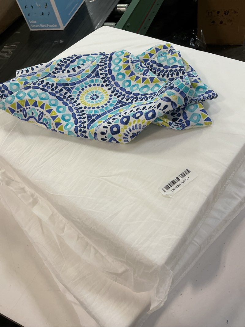 Condition photo showing Good Condition for aaaaacessories outdoor seat cushions for chairs, waterproof, fade-resistant, 20" x 18" x 3", patio furniture replacement cushions, set of 2, ash teal seaside stripe ash teal seaside stripe 20" x 18" x 3"