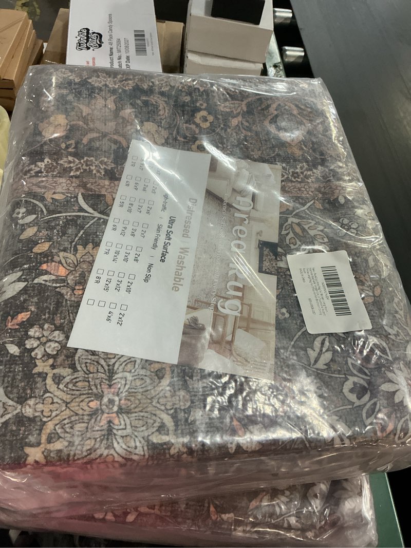 Condition photo showing New/Like New for purecozy area rug 5x7 brown living room washable vintage carpet non slip indoor retro traditional accent throw large rug for office kitchen bedroom dining room 5' x 7' (rectangular) traditional brown