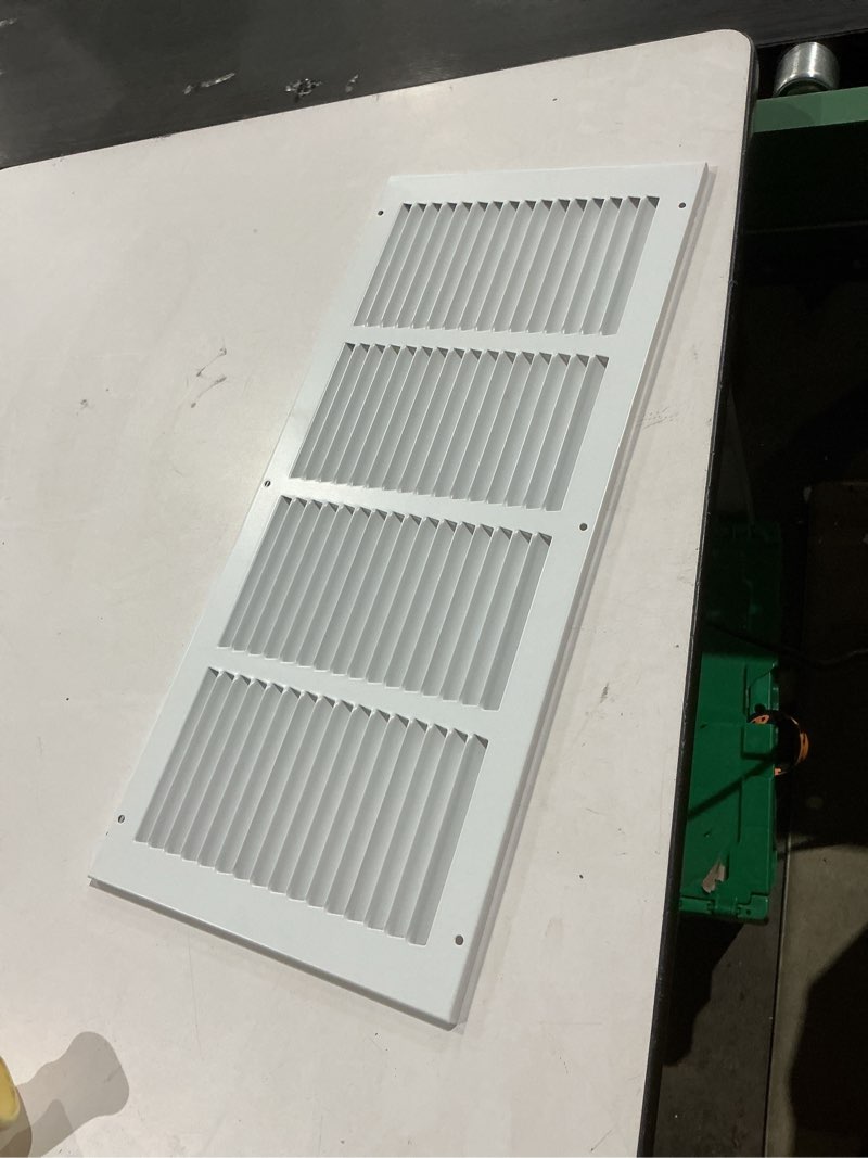 Condition photo showing As Is for reliabilt 24-in x 8-in steel white sidewall/ceiling grille