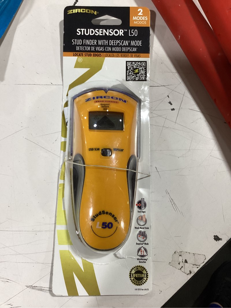 Condition photo showing As Is for zircon studsensor l50 stud finder with wirewarning 1.5-in scan depth metal and wood stud finder