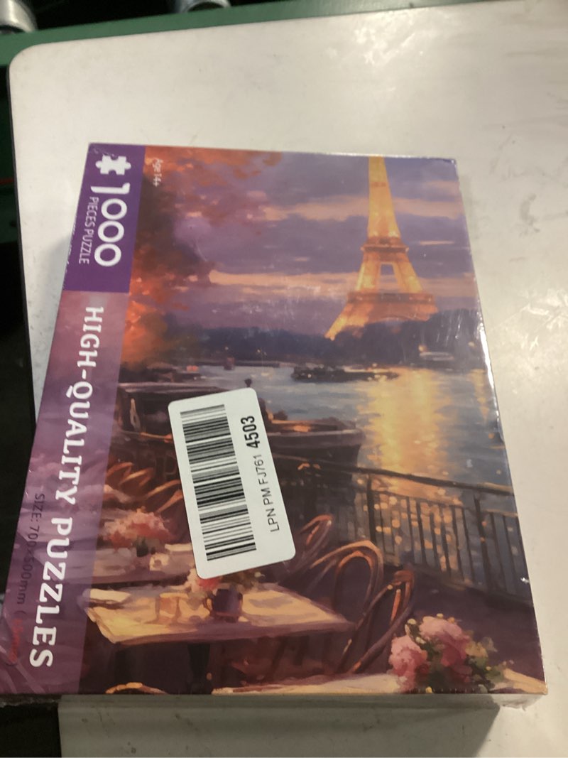 Condition photo showing Good Condition for 1000 Piece Puzzle for Adults, Paris Riverside Jigsaw Puzzles 1000 Pieces, London Puzzles 1000 Pcs Paris Night View Landscape Oil Painting Puzzle 1000 Pieces for Adults Teens Seniors Gift