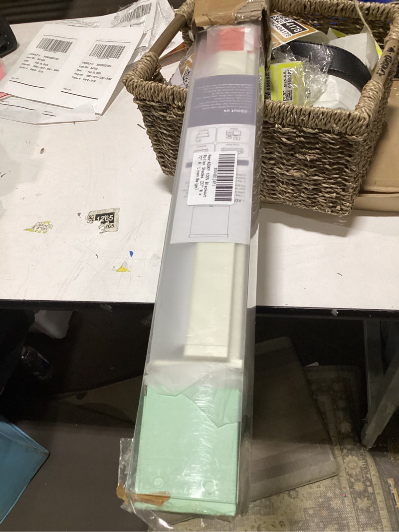 Condition photo showing Good Condition for AOSKY Blackout Roller Shades Cordless Blinds for Windows, Free-Stop Shades with Valance, Thermal Insulated Fabric, UV Protection, Blinds for Home and Office (27" W x 72" H, Linen Beige Linen Beige 27"W x 72"H