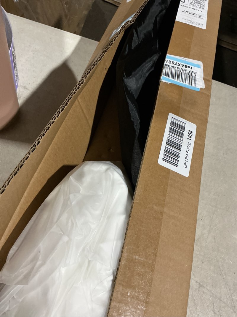 Condition photo showing As Is for White Backdrop with Stand, 6x9 ft White Photo Backdrop Curtain with 6.3x6.5 ft Background Stand, Portable Back Drop Support Kit with Carrying Bag, 5 Strong Spring Clamps