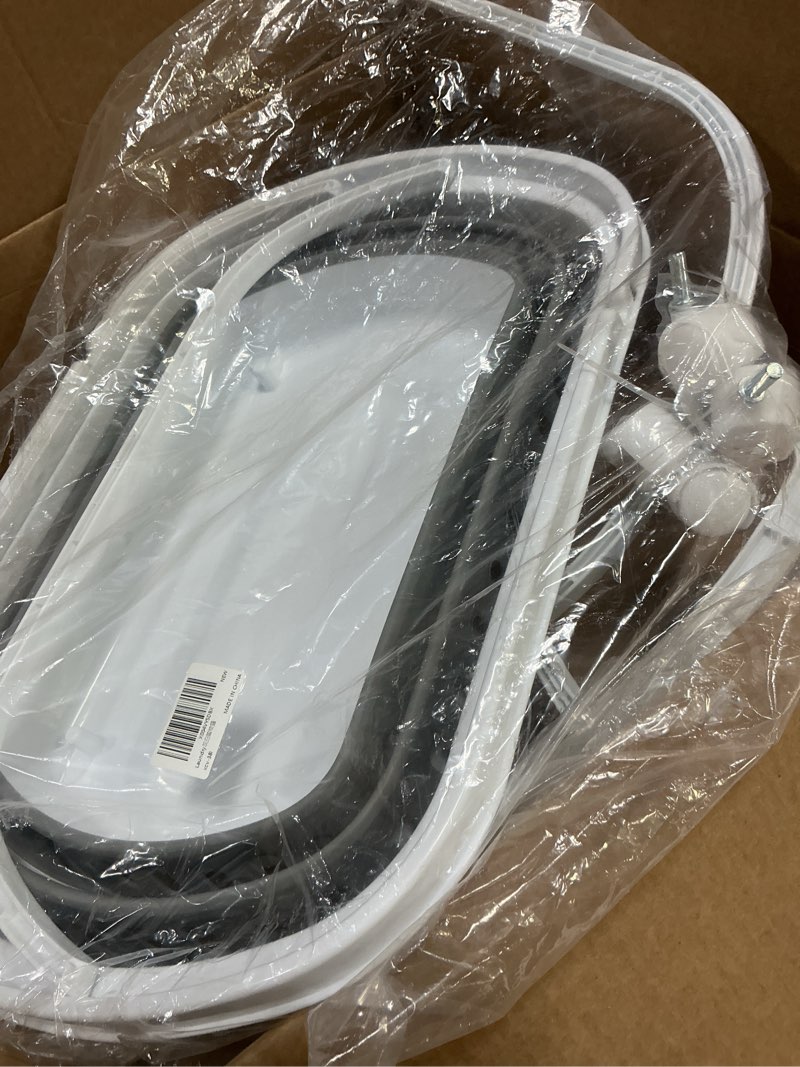 Condition photo showing Good Condition for folding laundry basket with wheels handle collapsible plastic hamper 38l portable rubber clothes multi use grocery shopping cart pop up storage container organizer with hanging space saving white grey