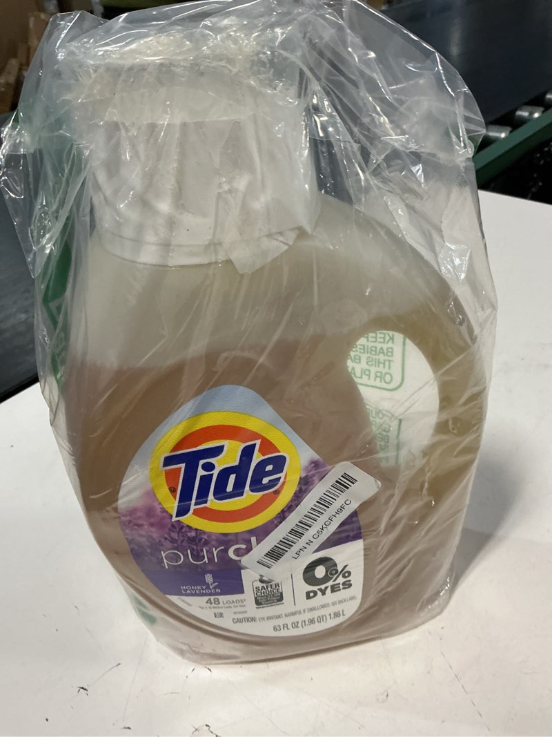 Condition photo showing As Is for tide purclean liquid laundry detergent, 63 fl oz, 48 loads spring/floral 63 fl oz (pack of 1)