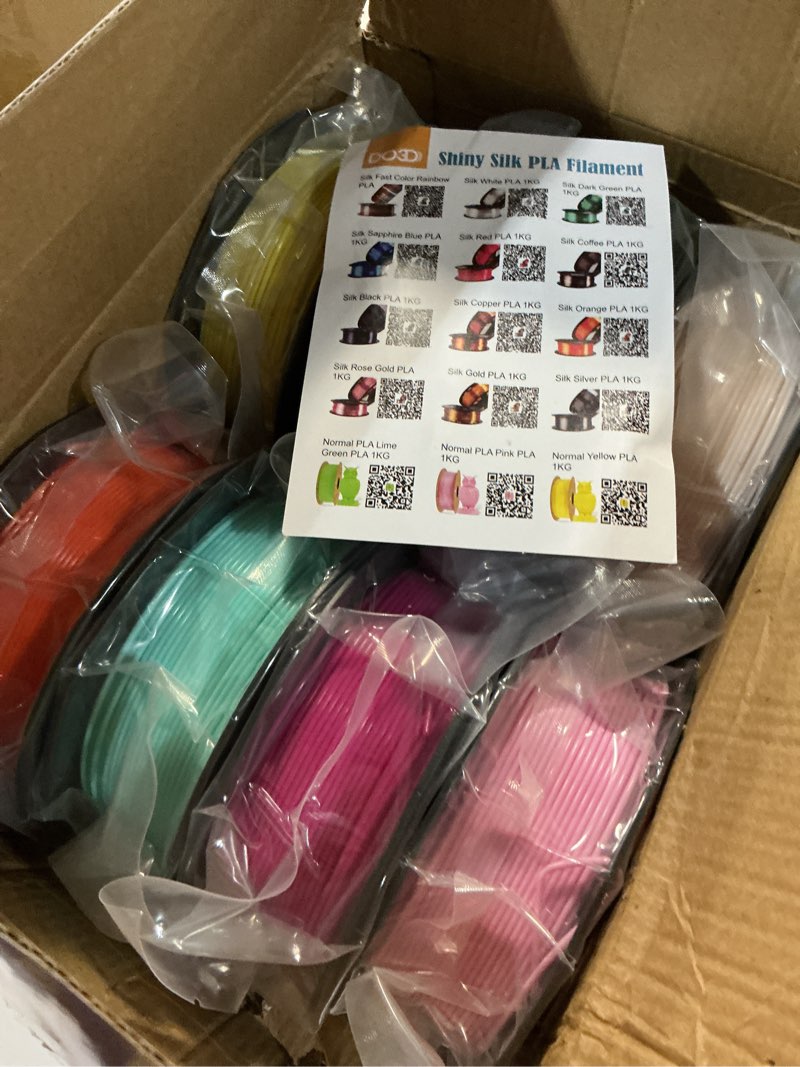 Condition photo showing New/Like New for 1.75mm 3d printer pla filament 8 colors bundle: pink, yellow, orange, lime green, sky blue, cyan, beige, rose red, 8 spools packed, each 250g, total 2kg 3d printing material, 250g x 8 spools 8 colors bundle: pink/yellow/orange/lime green/sky blue/cyan/beige/rose red
