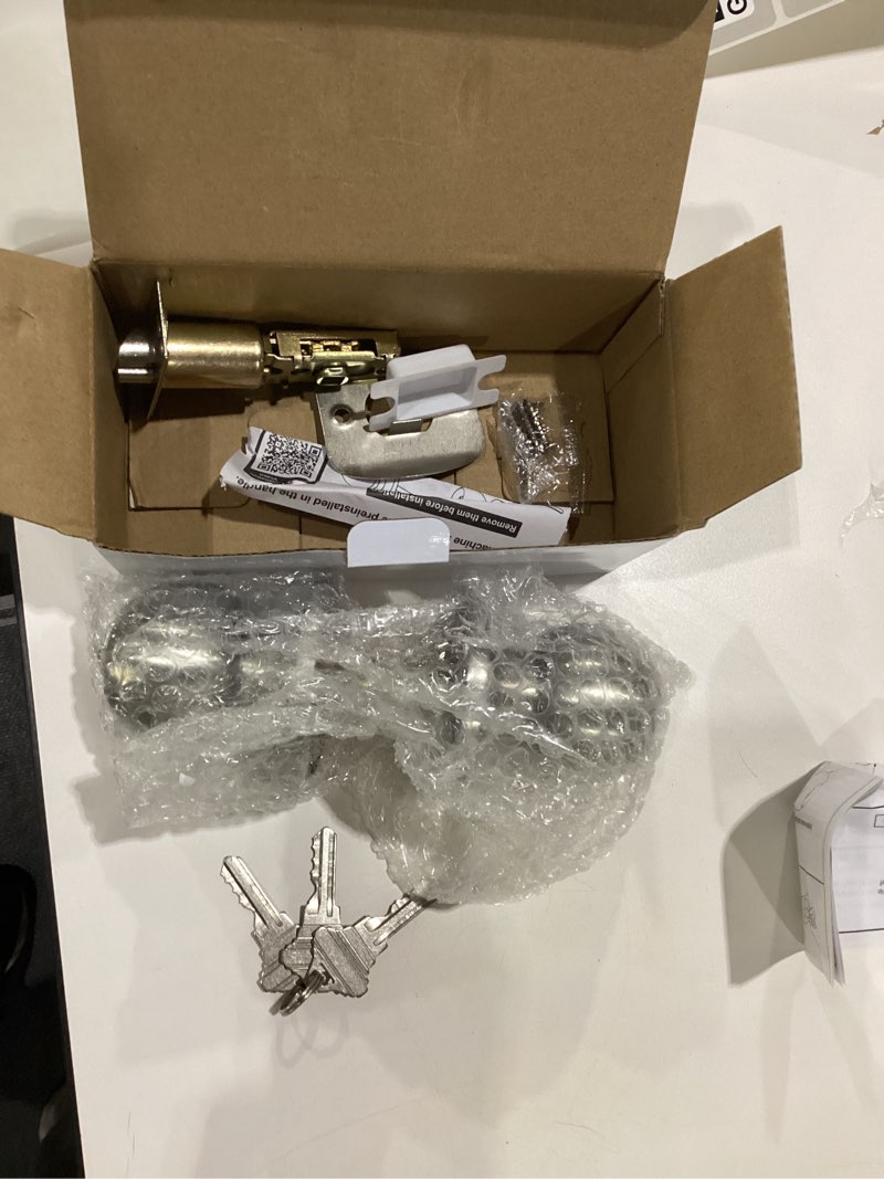 Condition photo showing New/Like New for BESTTEN Keyed Entry Door Knob with Lock, Interior and Exterior Door Lock, Standard Ball, Satin Nickel 1 Satin Nickel