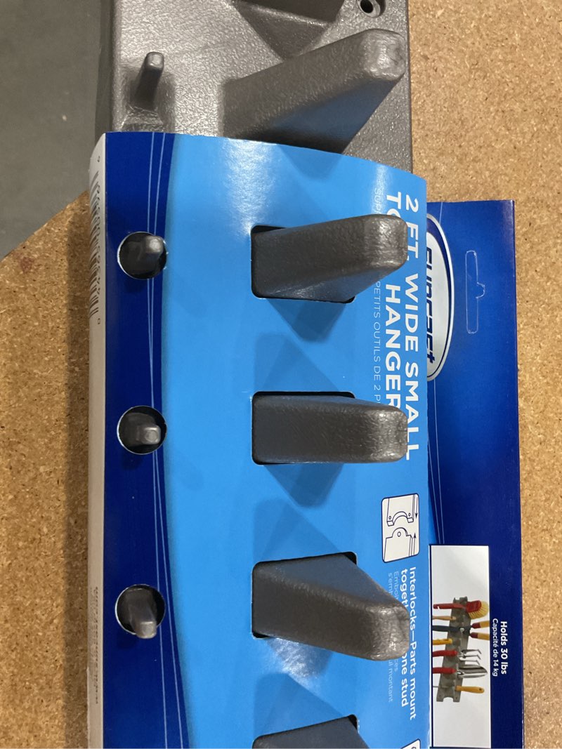 Condition photo showing New/Like New for suncast wall stud mounted garden tool hanger organizer for garage or storage space, 24 x 4.25 x 6 inches, holds up to 6 long handled tools